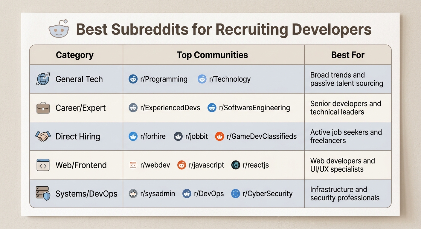 Best Subreddits for Recruiting Developers by Category and Specialization