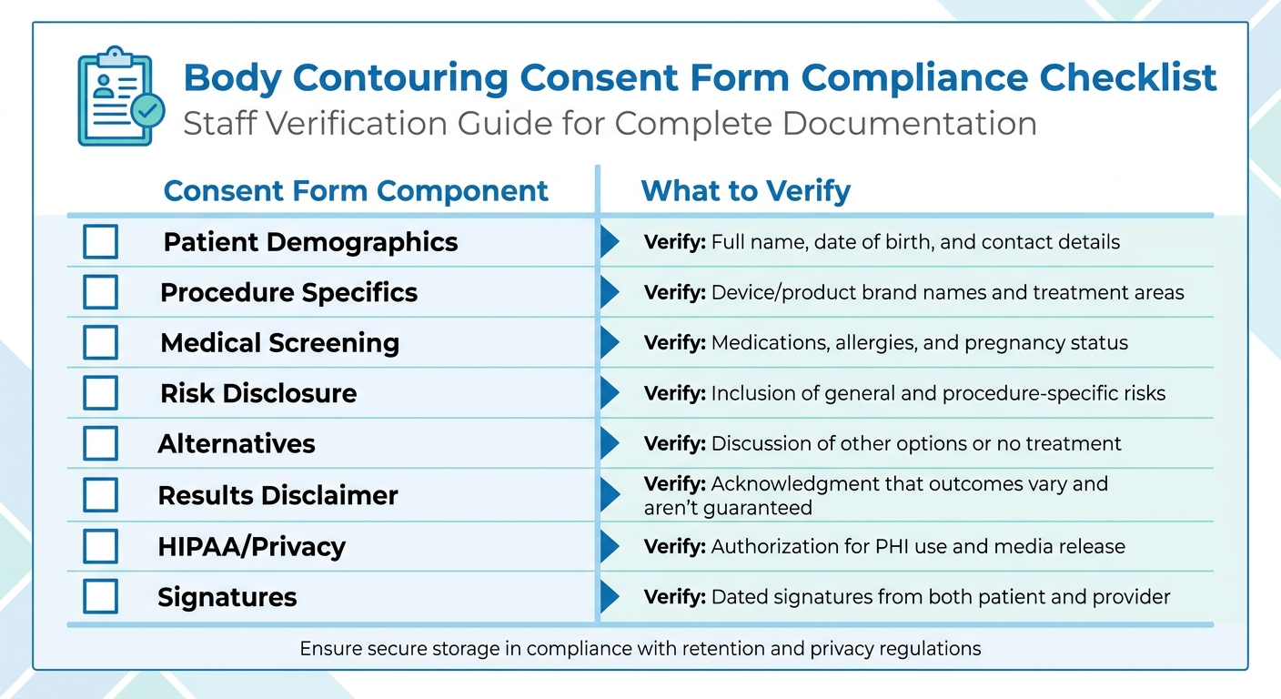Body Contouring Consent Form Compliance Checklist