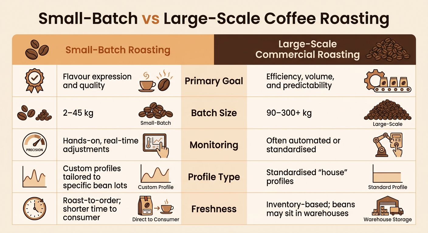 Small-Batch vs Large-Scale Coffee Roasting Comparison