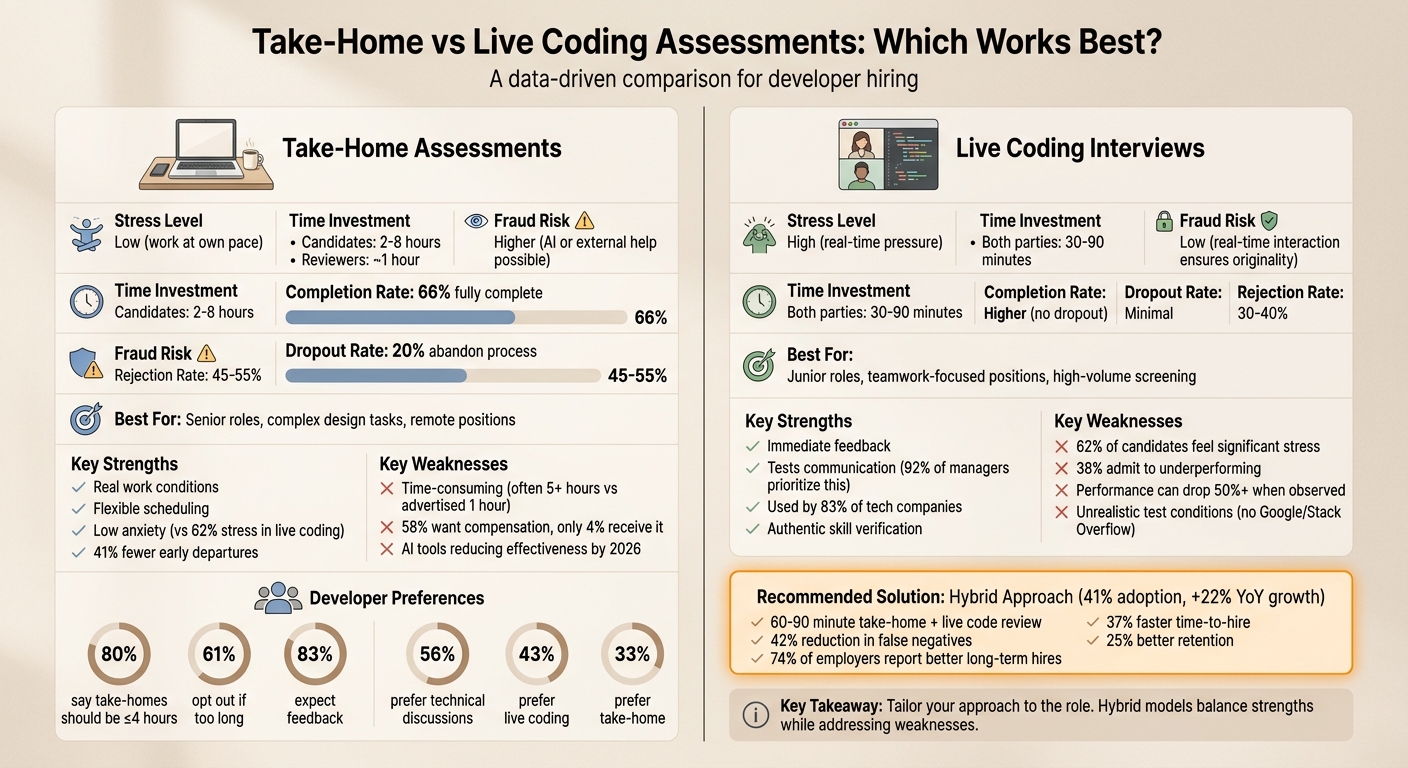 Take-Home vs Live Coding Assessments: Complete Comparison for Developer Hiring