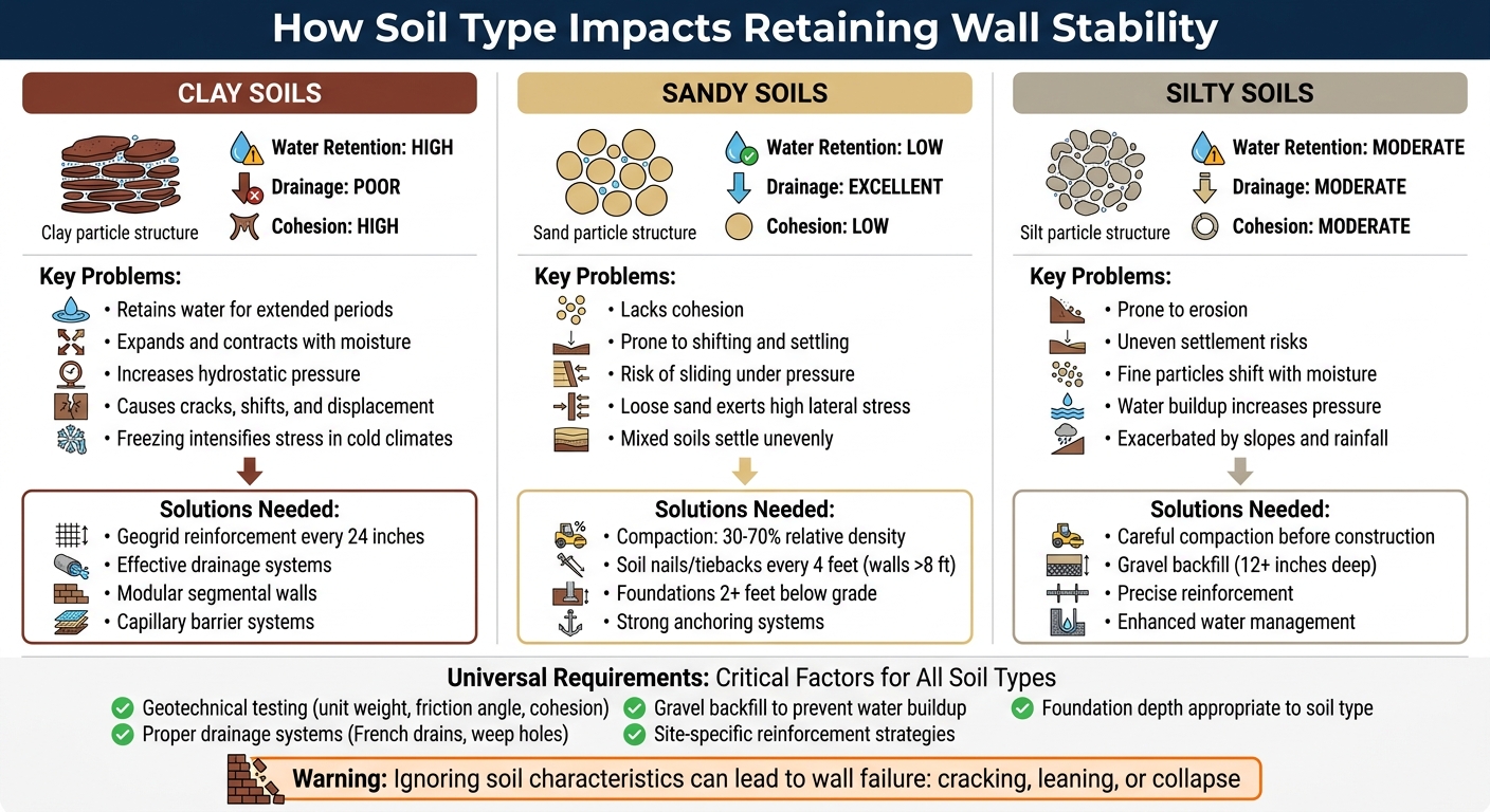 Comparison of Soil Types and Their Impact on Retaining Wall Stability