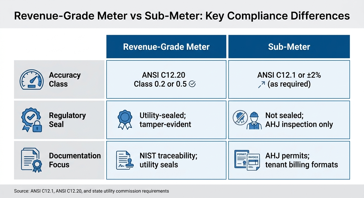 Revenue-Grade Meters vs Sub-Meters: Compliance Requirements Comparison