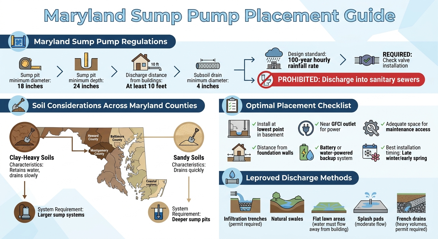 Maryland Sump Pump Placement Requirements and Soil Considerations by County