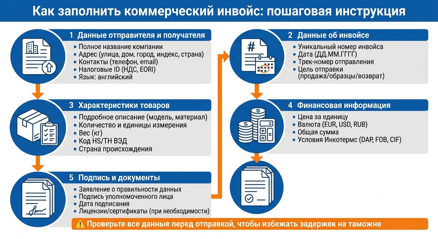 5 шагов заполнения коммерческого инвойса для экспорта
