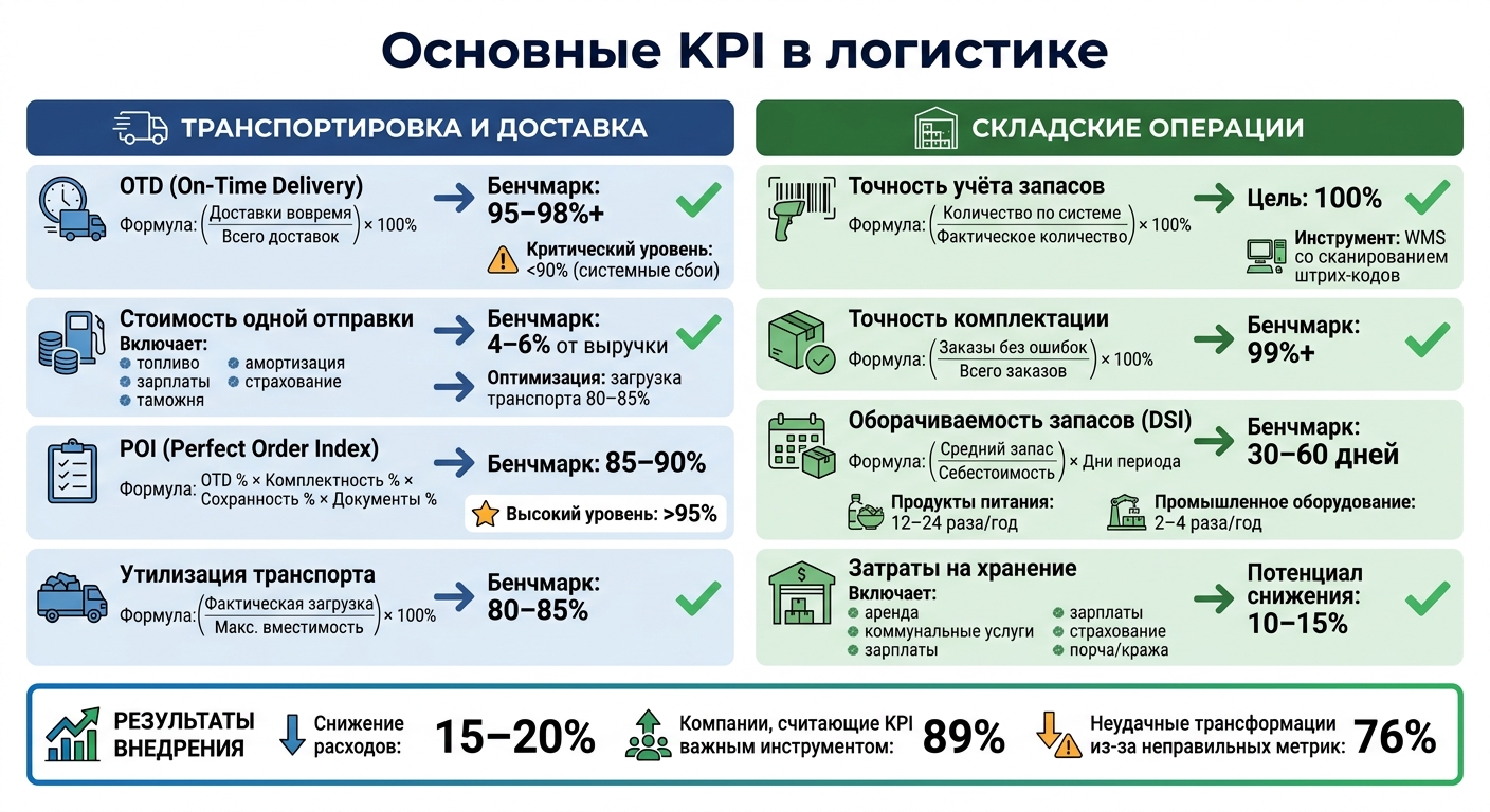Основные KPI в логистике: транспортировка и складские операции