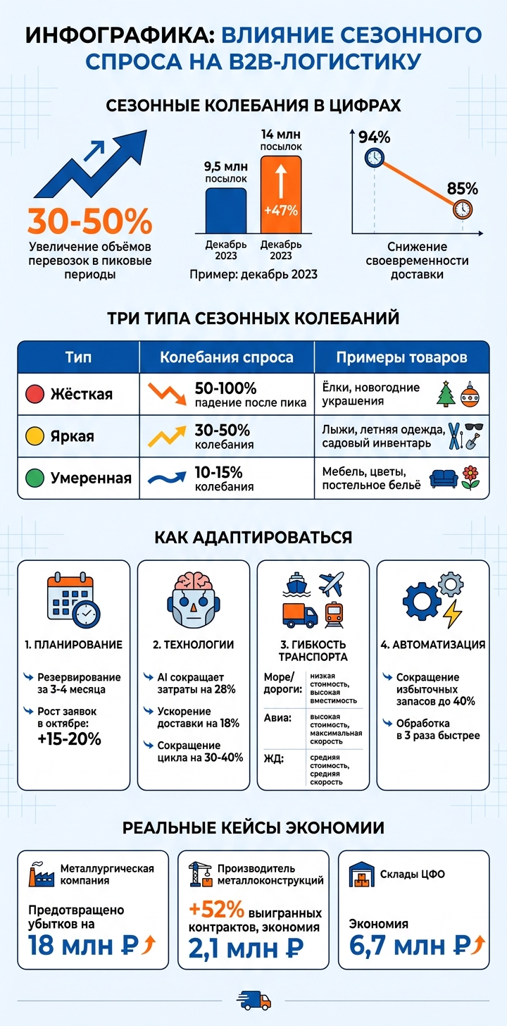 Влияние сезонного спроса на B2B-логистику: ключевые показатели и решения