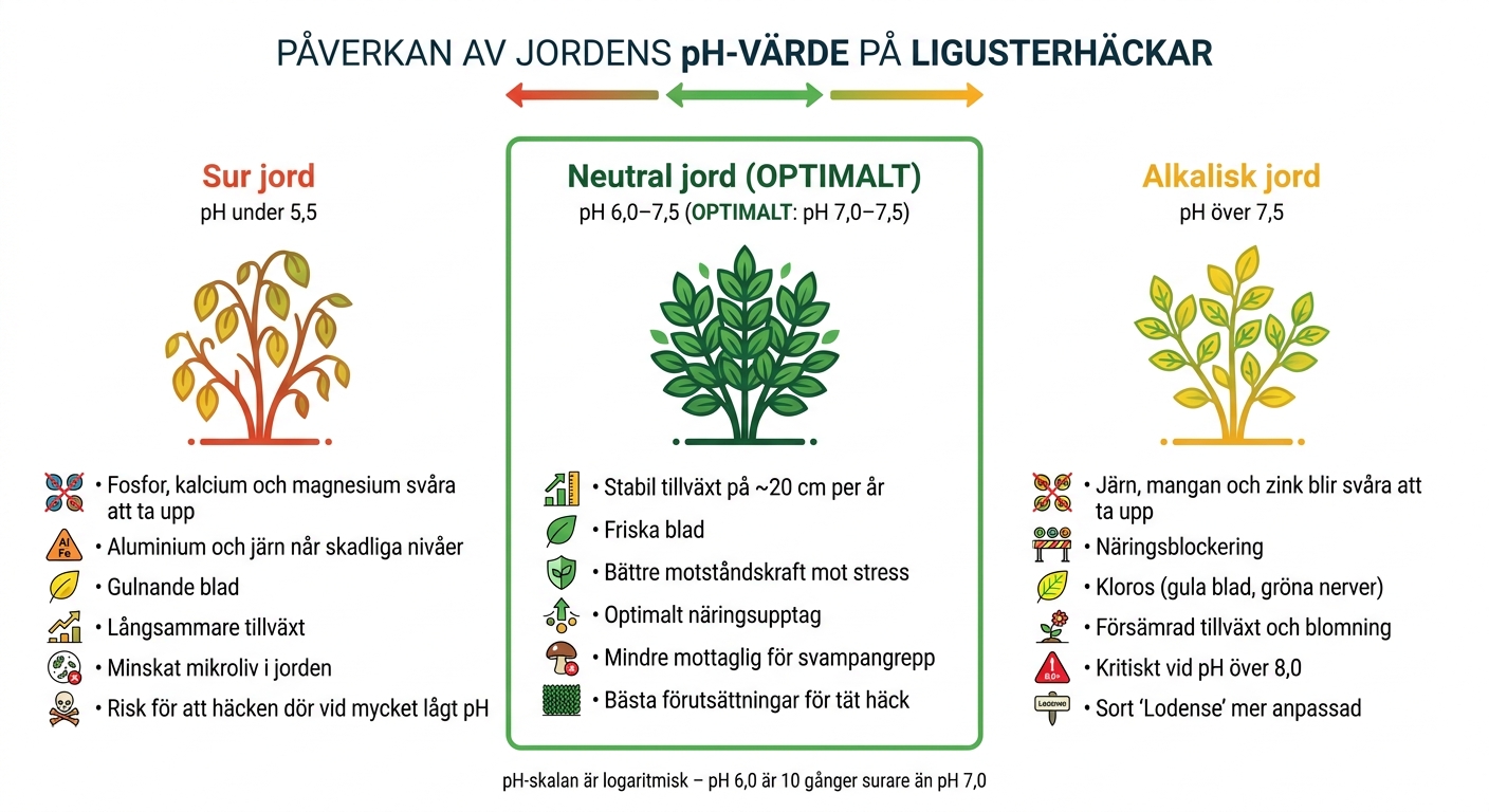 Hur olika pH-nivåer påverkar ligusterhäckens tillväxt och hälsa