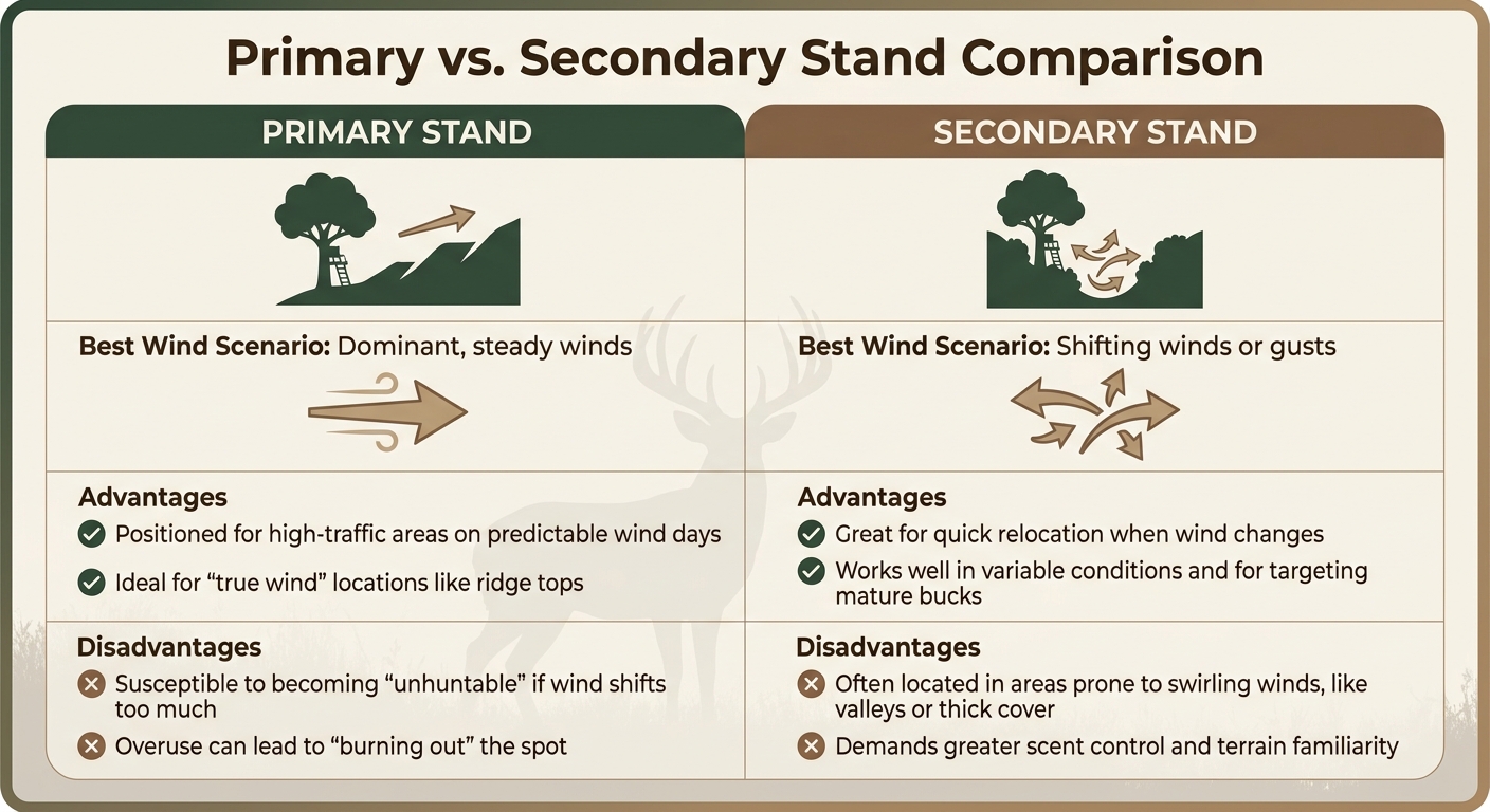 Primary vs Secondary Deer Stand Setup Comparison Chart