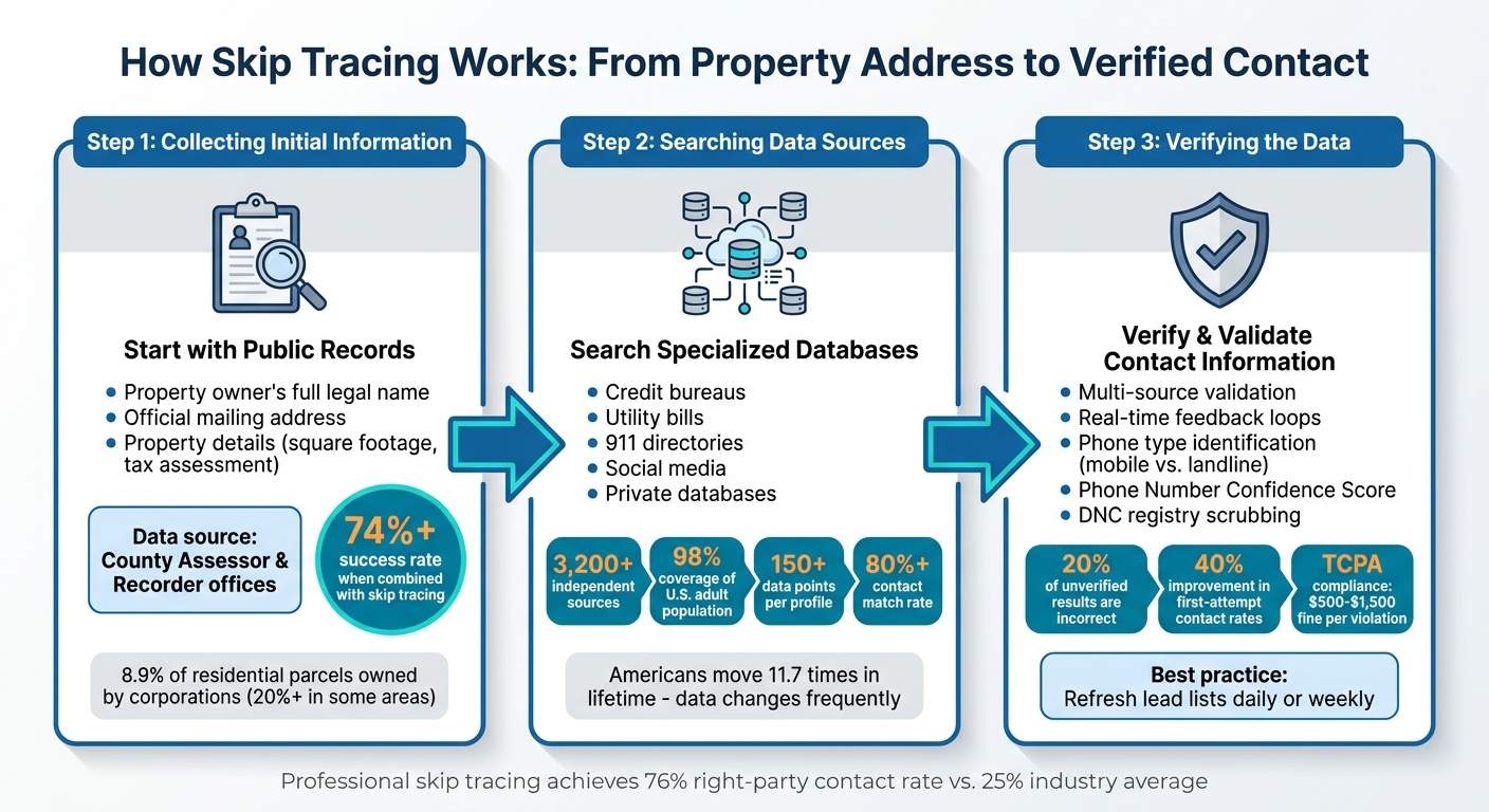 How Skip Tracing Works: 3-Step Process for Real Estate Professionals