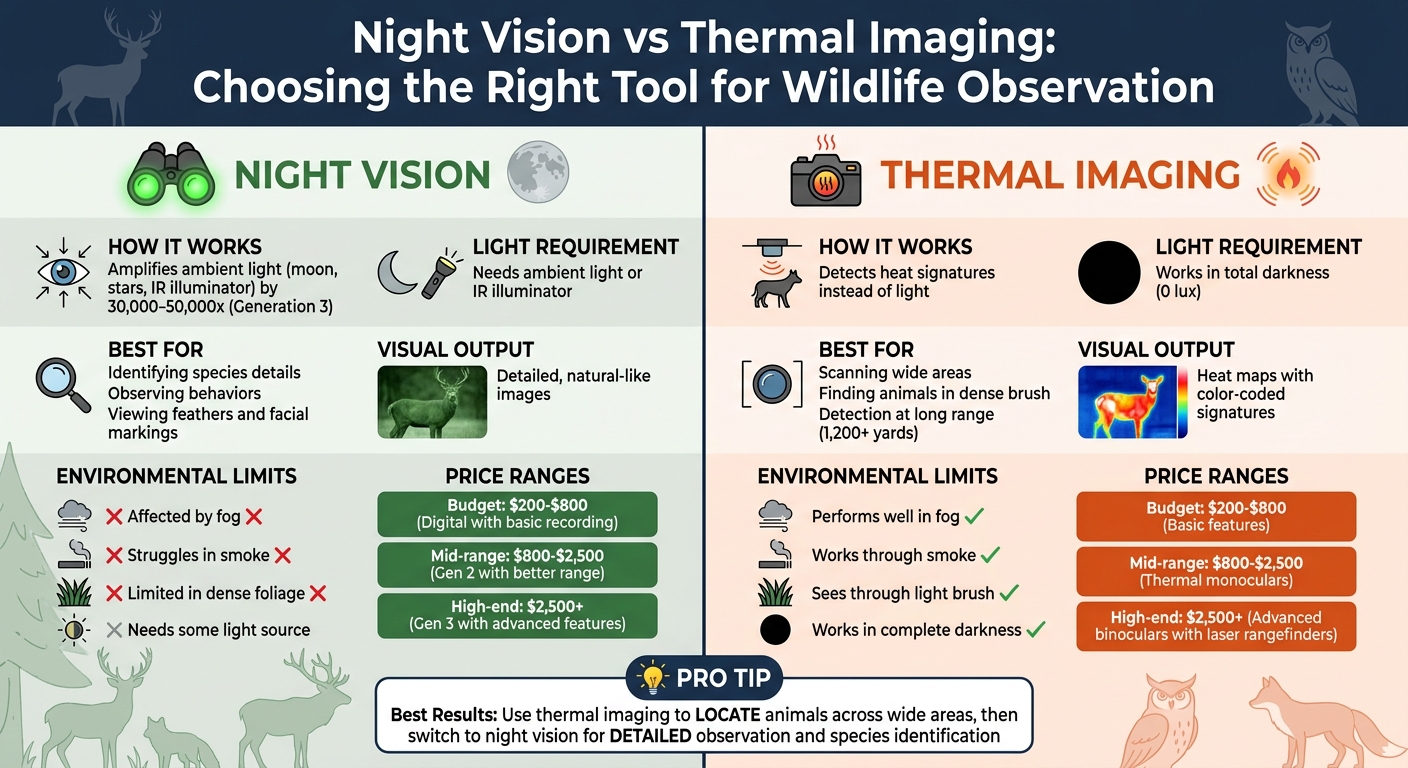 Night Vision vs Thermal Imaging for Wildlife Observation