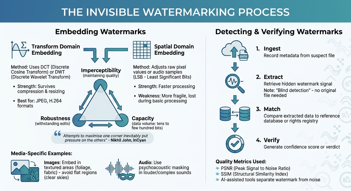 How Invisible Watermarking Works: Embedding and Detection Process
