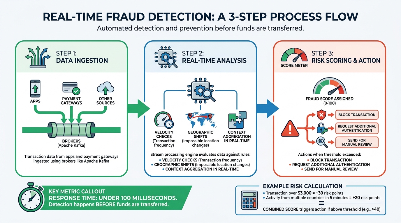 How Real-Time Fraud Detection Works: 3-Step Process