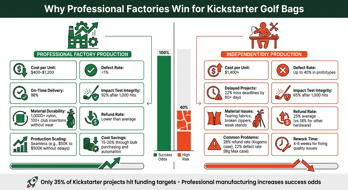 Professional Factory vs DIY Production: Cost and Quality Comparison for Kickstarter Golf Bags