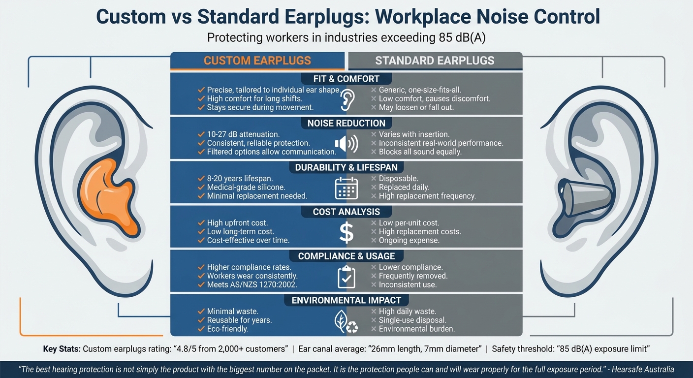 Custom vs Standard Earplugs: Complete Workplace Comparison Chart