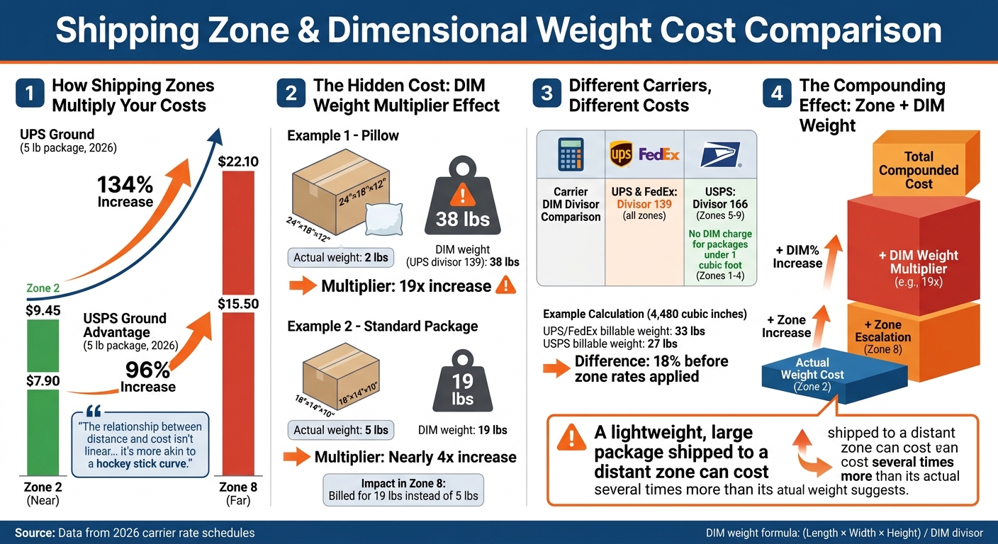 Shipping Zone Cost Comparison: How Distance and Dimensional Weight Impact E-Commerce Shipping Fees