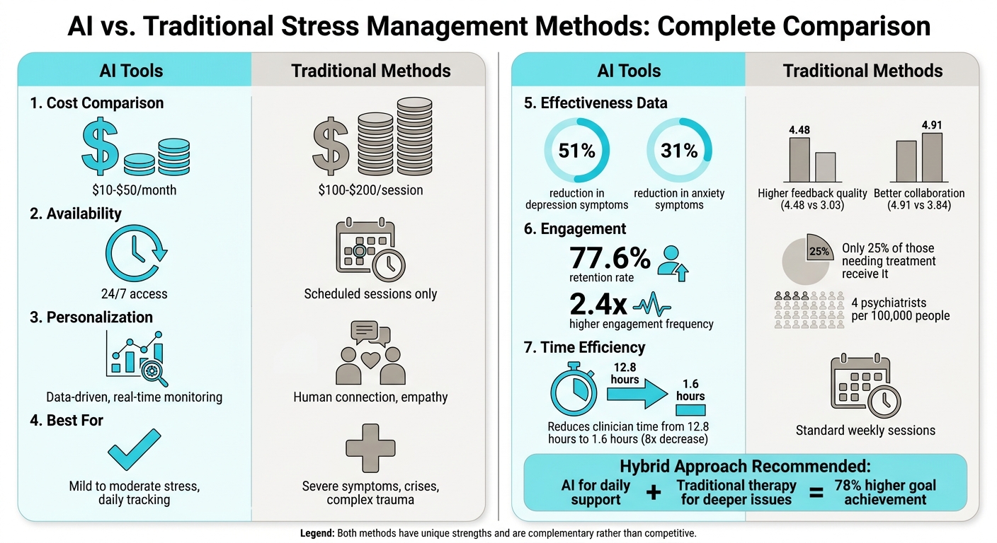 AI vs Traditional Stress Management: Cost, Availability, and Effectiveness Comparison