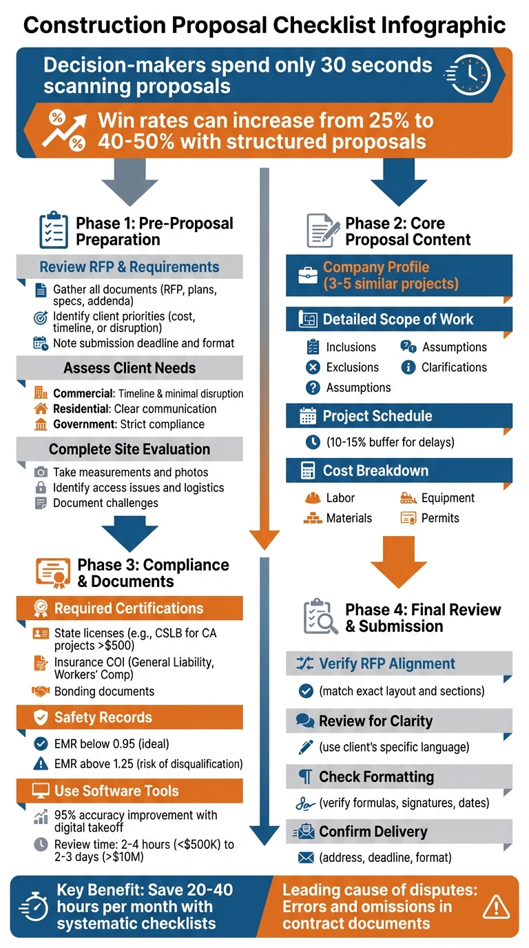 Construction Proposal Checklist: Pre-Proposal to Submission Process
