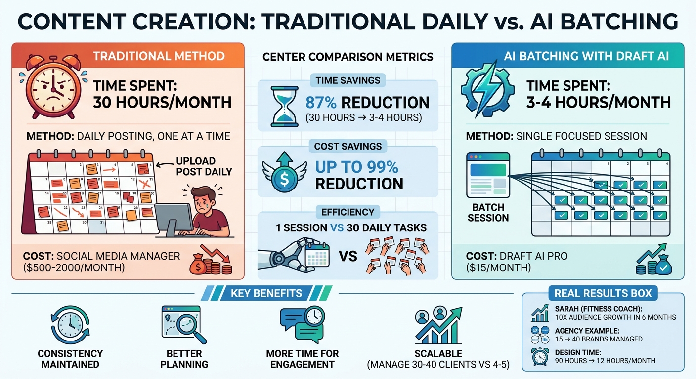 Traditional vs AI-Powered Batch Content Creation Time Comparison