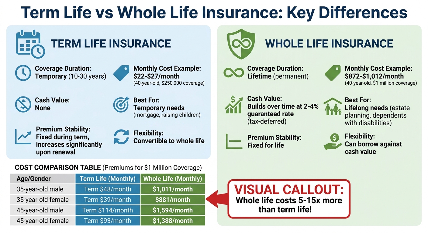 Term Life vs Whole Life Insurance Comparison Chart