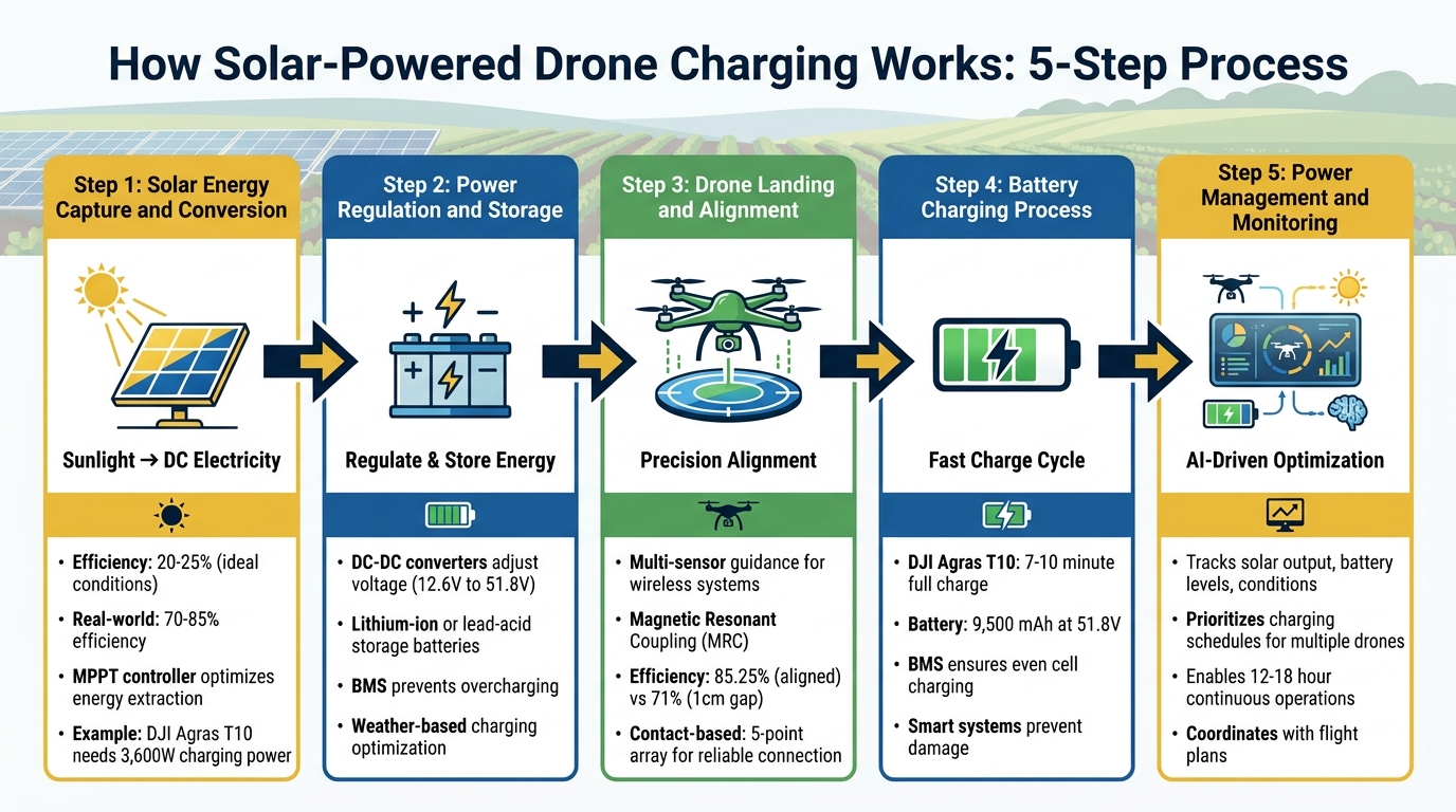 How Solar-Powered Drone Charging Stations Work: 5-Step Process