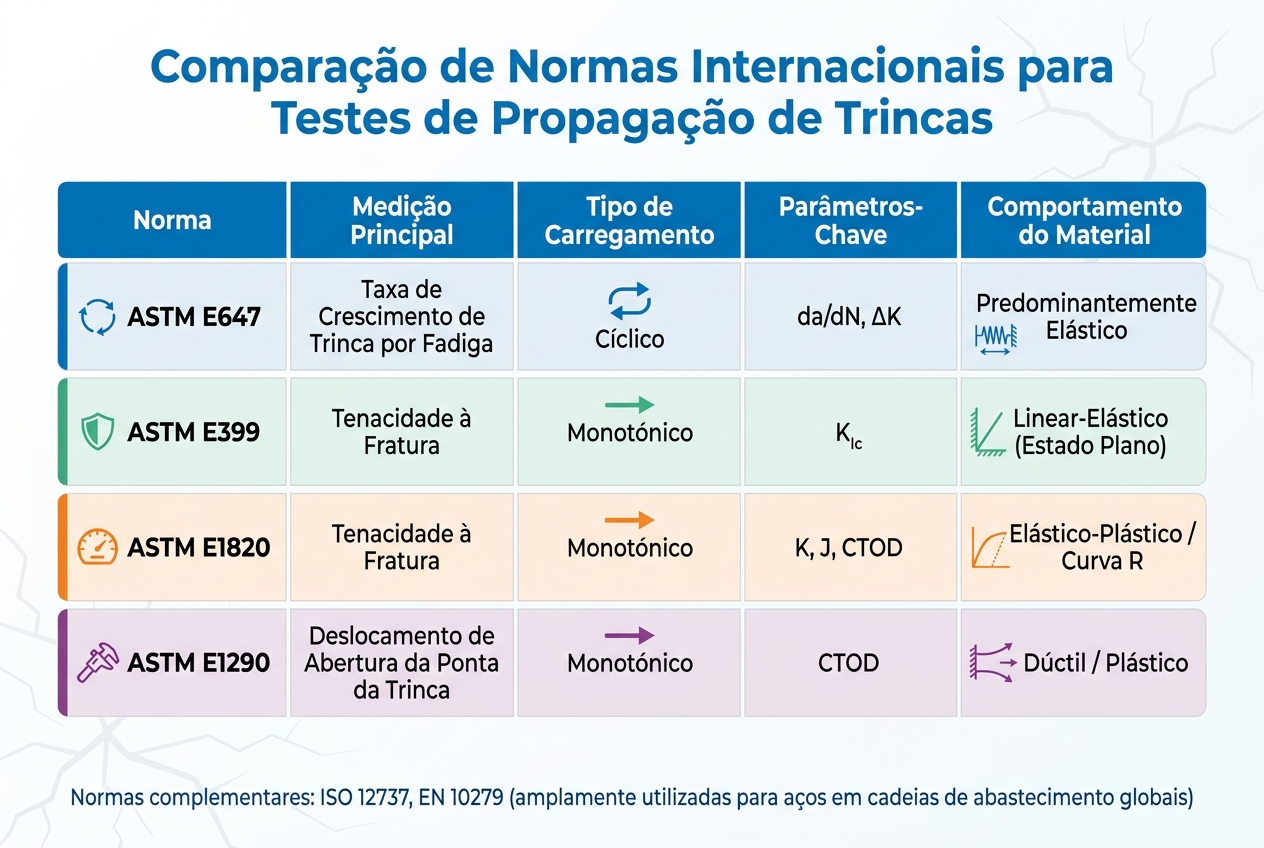Comparação de Normas ASTM para Testes de Propagação de Trincas
