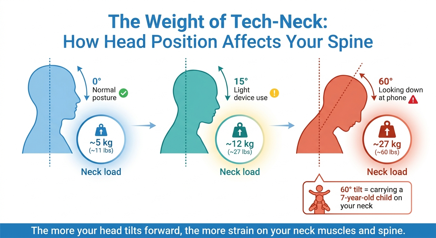 Tech-Neck Impact: How Forward Head Posture Increases Neck Strain in Teens