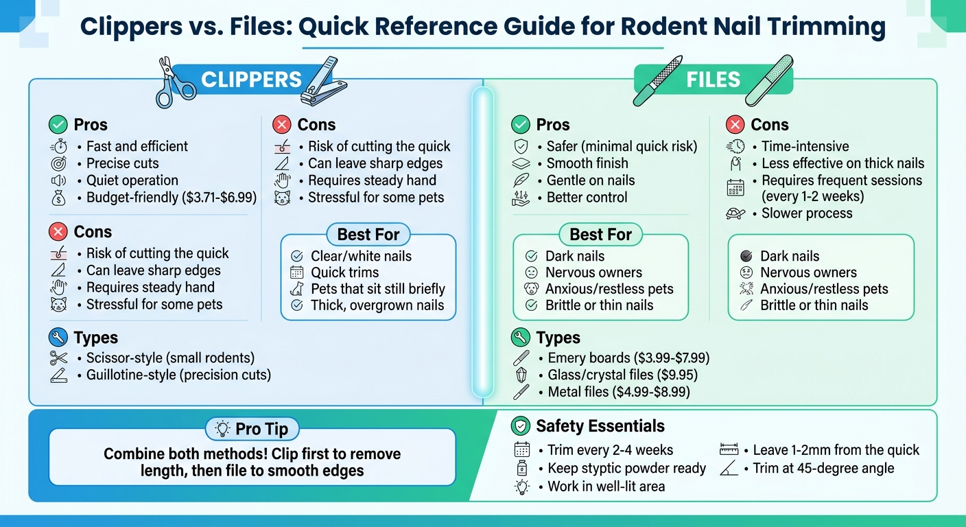 Clippers vs Files for Rodent Nail Trimming Comparison Chart