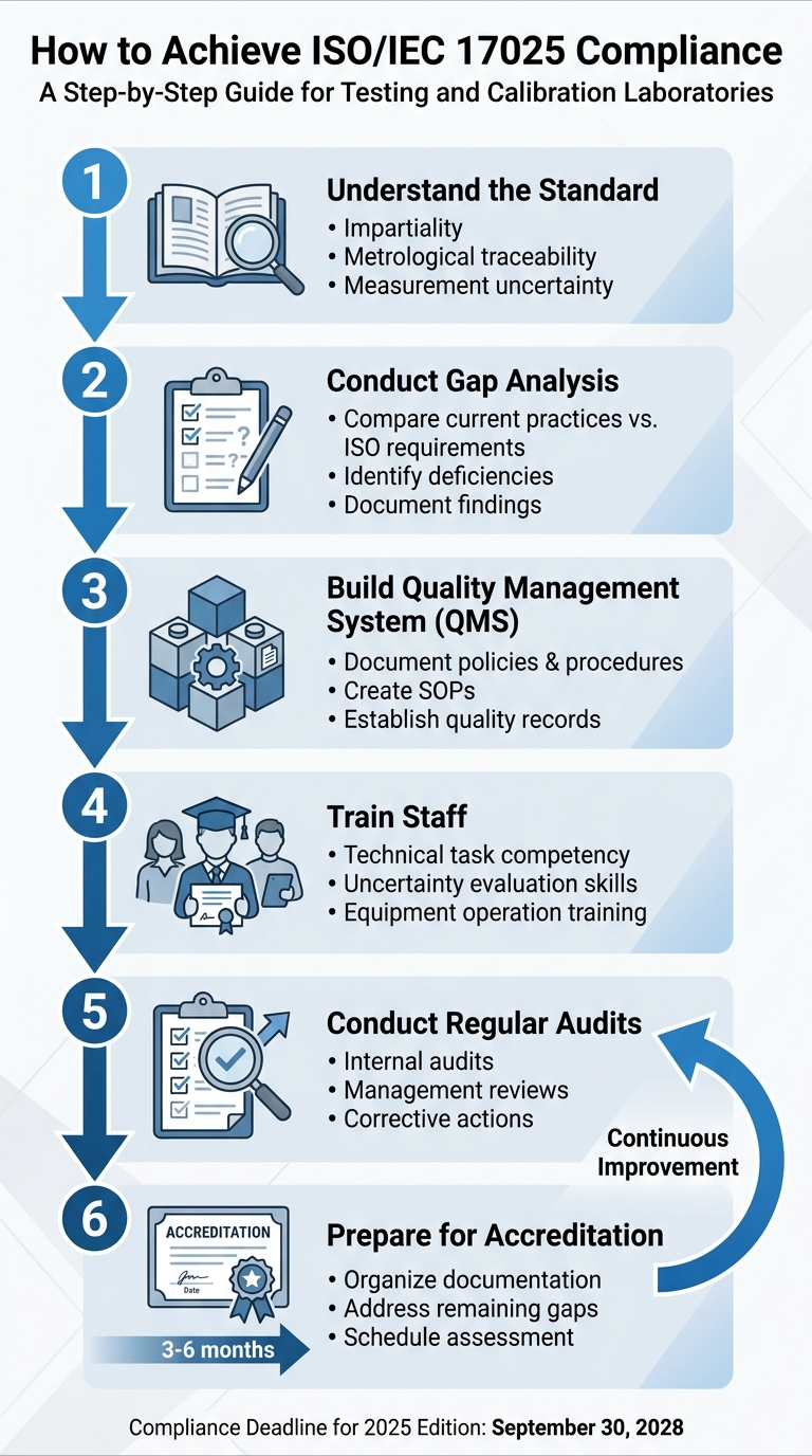 6-Step Process to Achieve ISO/IEC 17025 Compliance for Testing and Calibration Labs