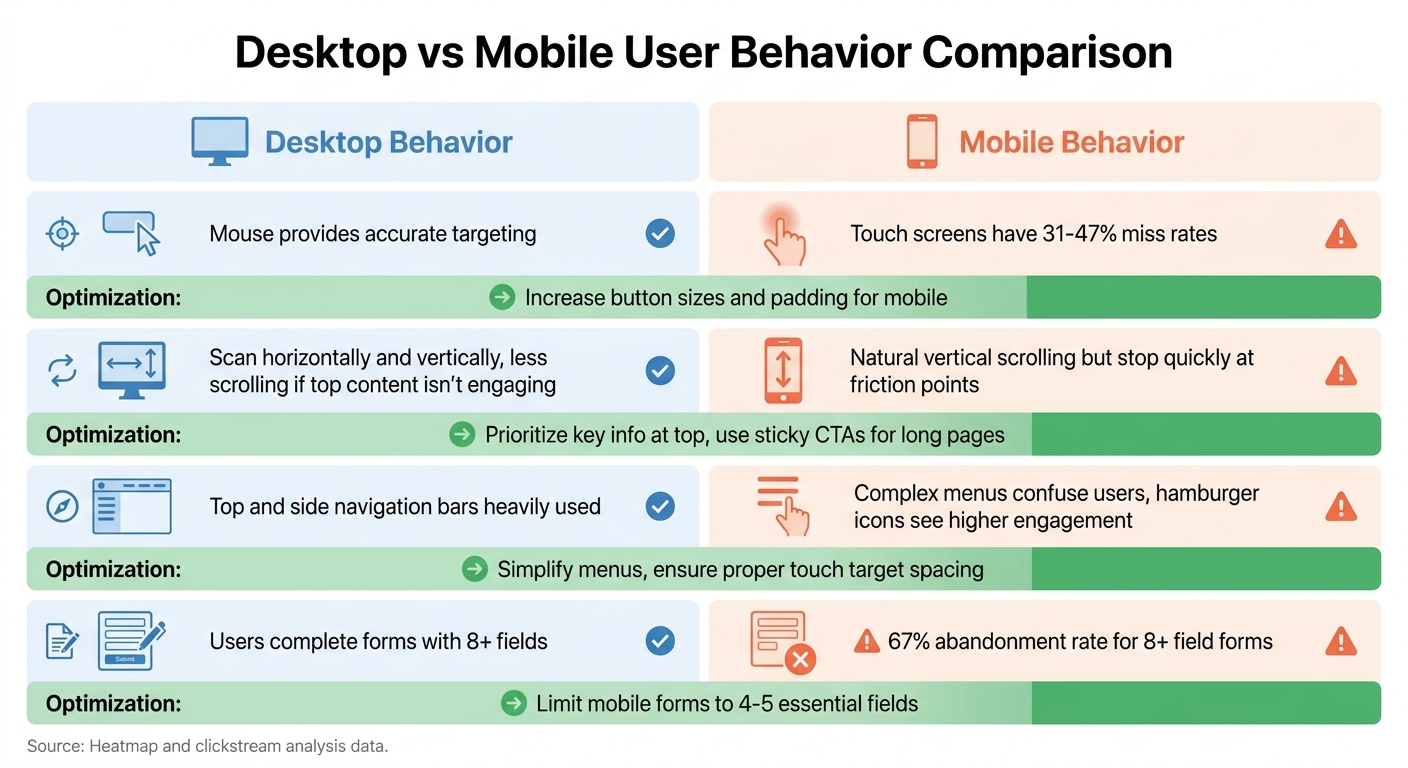 Desktop vs Mobile User Behavior: Key Engagement Metrics and Optimization Strategies
