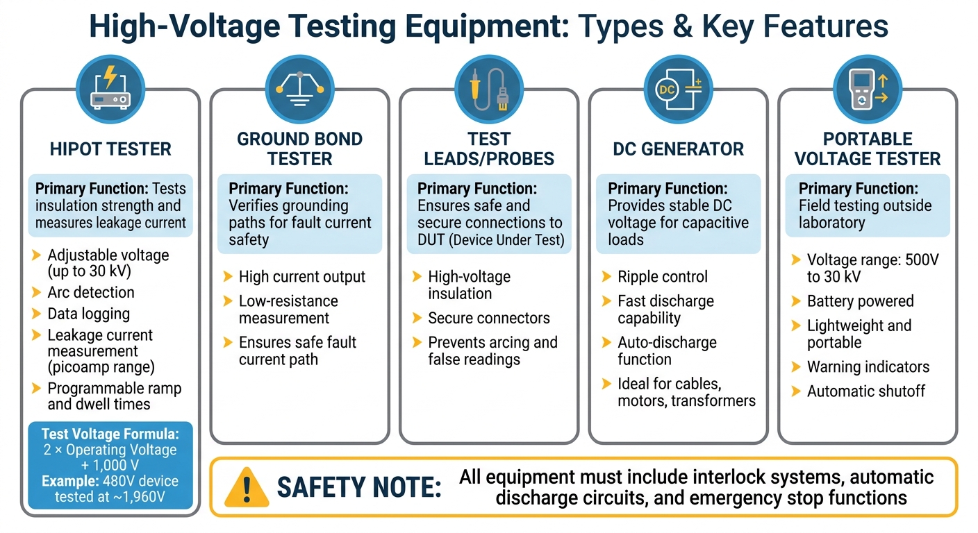 High-Voltage Testing Equipment Types and Applications Comparison Chart