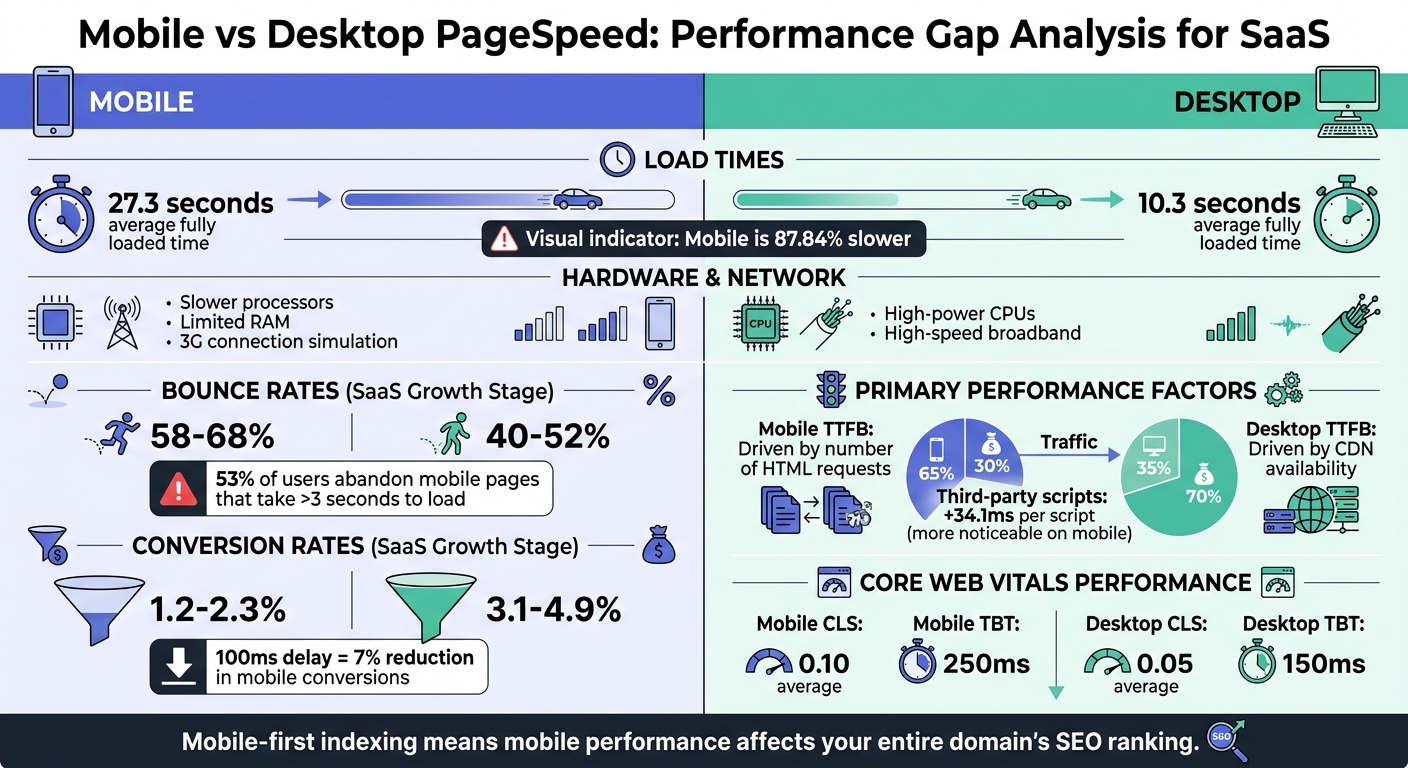 Mobile vs Desktop PageSpeed Performance Comparison for SaaS