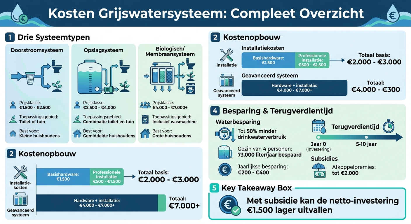 Grijswatersysteem kosten vergelijking: installatie, onderhoud en terugverdientijd