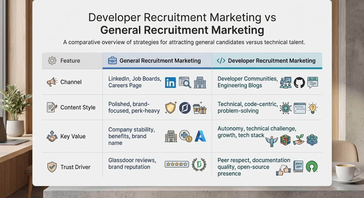 Developer Recruitment Marketing vs General Recruitment: Key Differences
