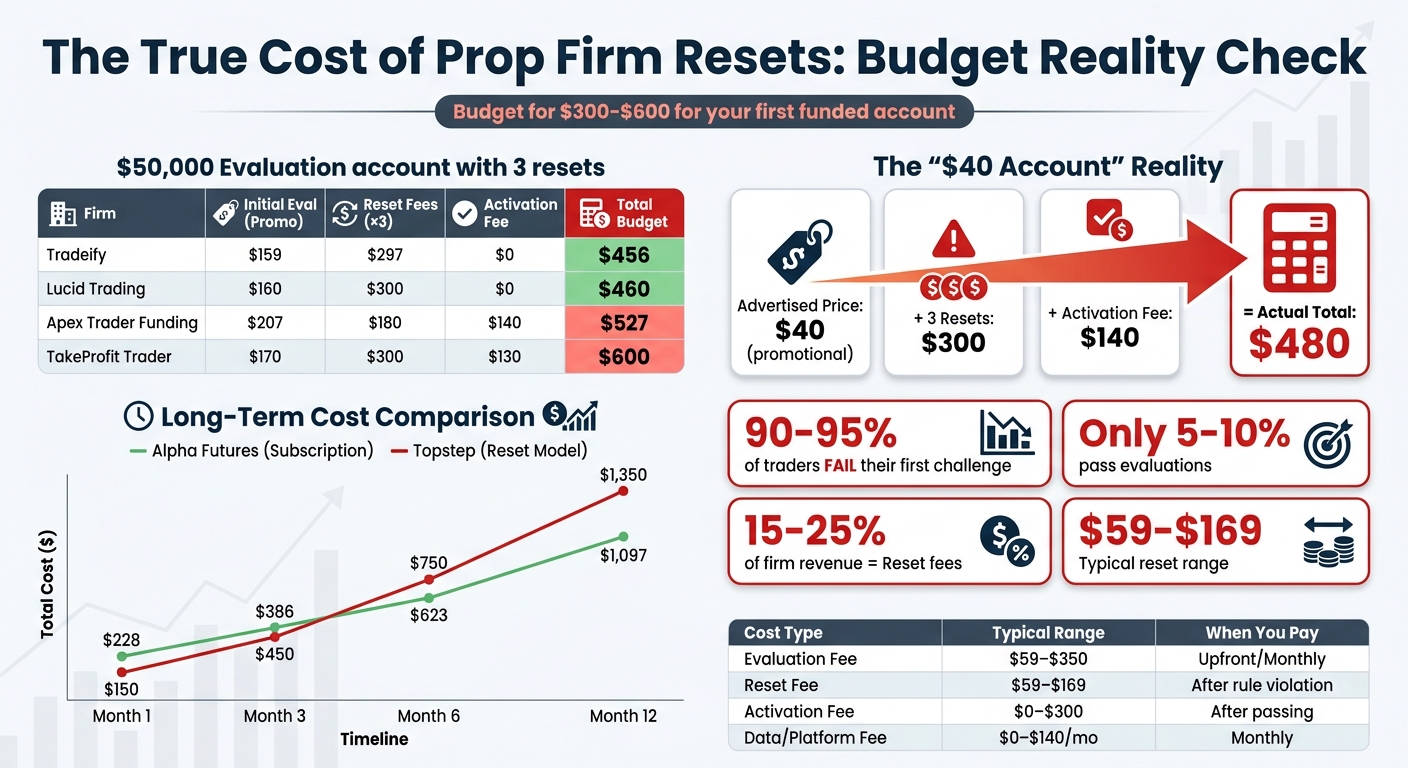 Prop Firm Reset Fees Cost Comparison: Total Budget Breakdown Across Major Firms