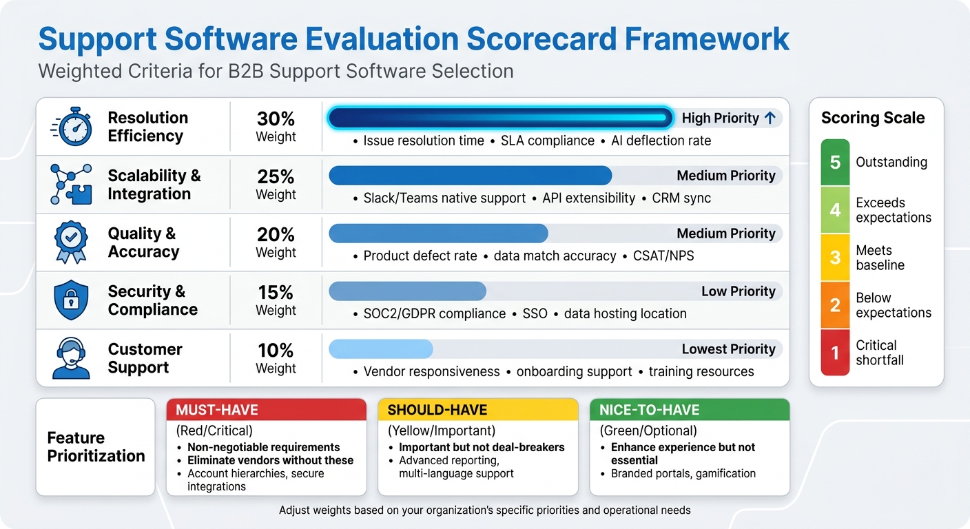 Support Software Evaluation Scorecard Framework with Weighted Criteria
