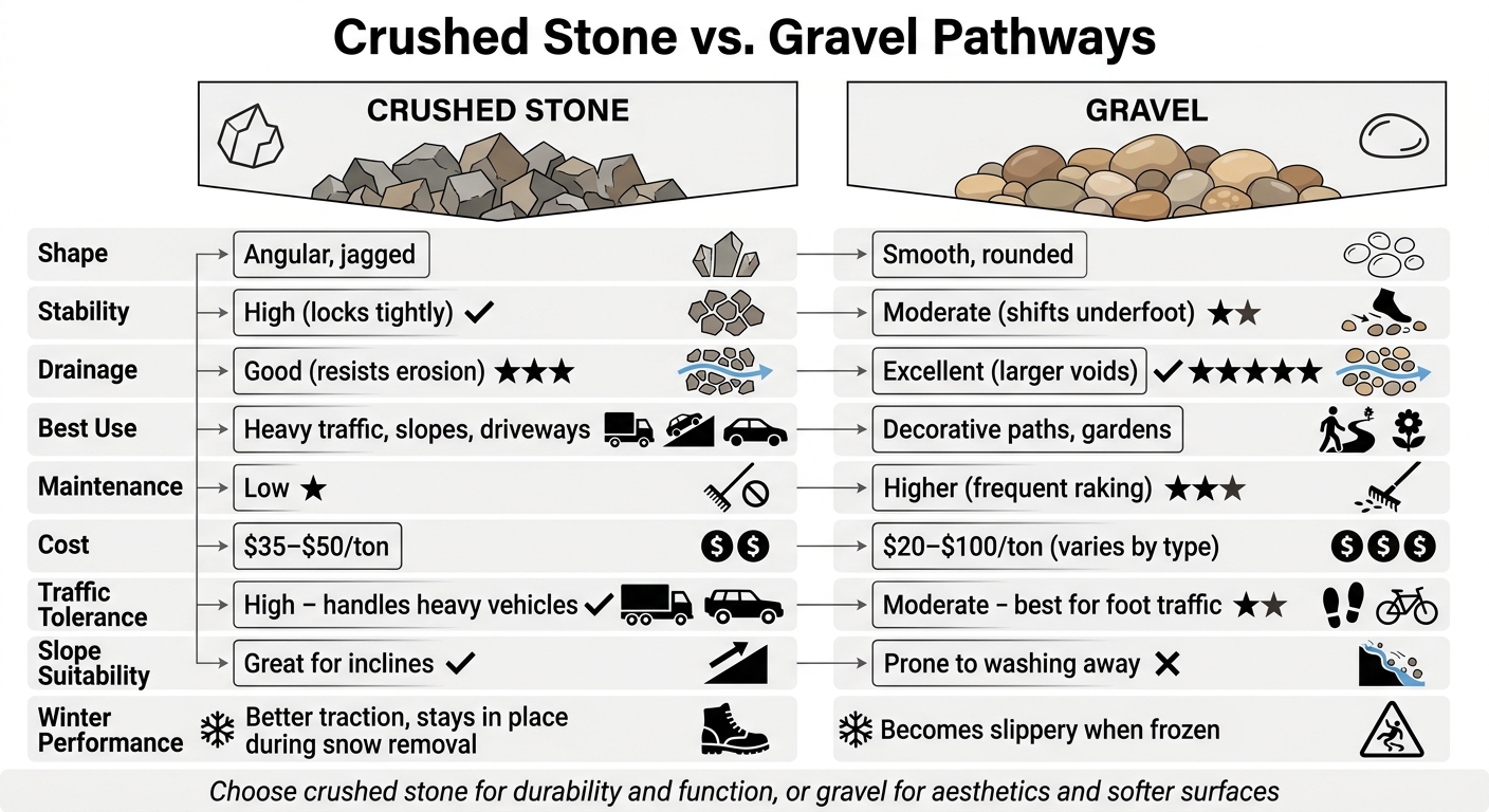 Crushed Stone vs Gravel Pathway Comparison Chart