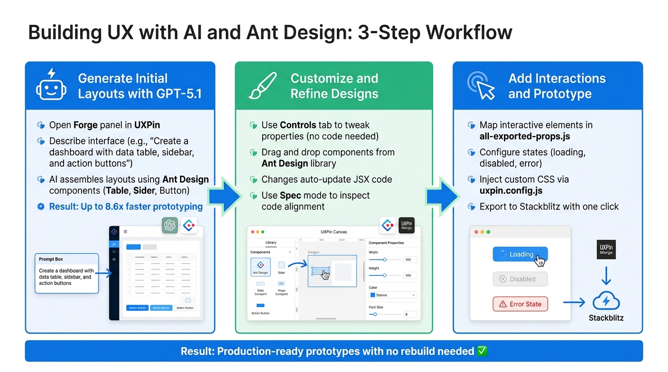 3-Step Workflow: Building UX with GPT-5.1, Ant Design, and UXPin Merge