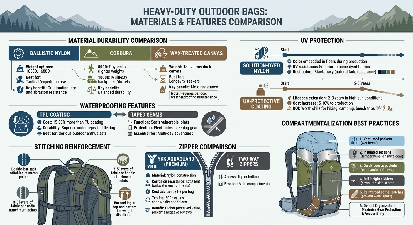 Heavy-Duty Outdoor Bag Materials and Features Comparison Guide