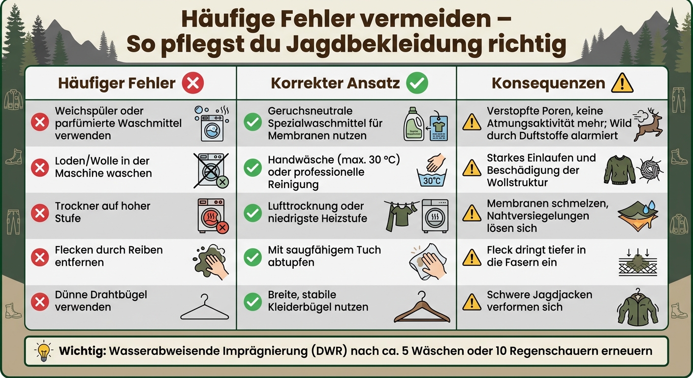 Häufige Fehler bei der Jagdbekleidungspflege und richtige Methoden