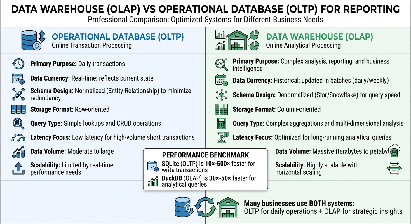 Data Warehouse vs Operational Database: Key Differences for Reporting
