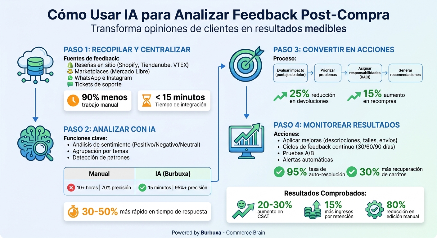 4 pasos para analizar feedback post-compra con IA en e-commerce