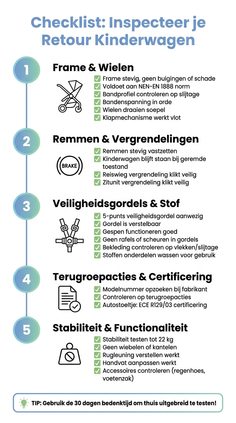 Checklist voor het inspecteren van een retour kinderwagen: 5 veiligheidsstappen