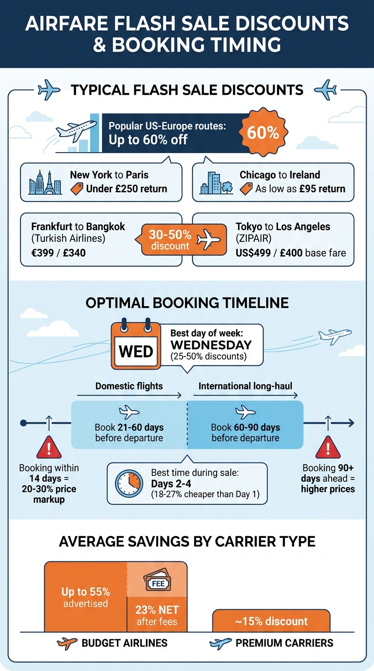 Flash Sale Airfare Savings: Discount Rates and Optimal Booking Times