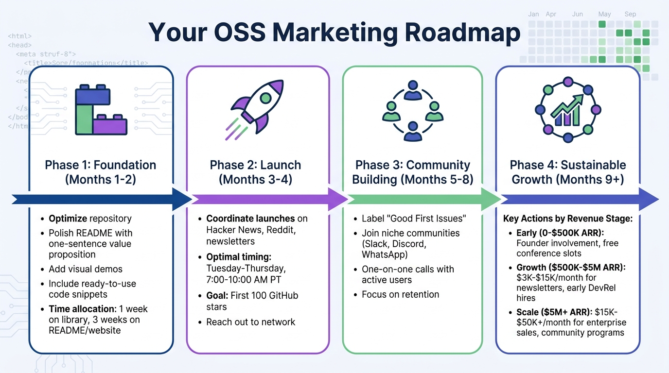 Open Source Marketing Strategy Roadmap: 4-Phase Timeline from Foundation to Scale
