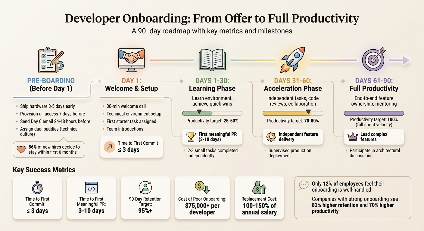 Developer Onboarding Timeline: 90-Day Roadmap to Full Productivity