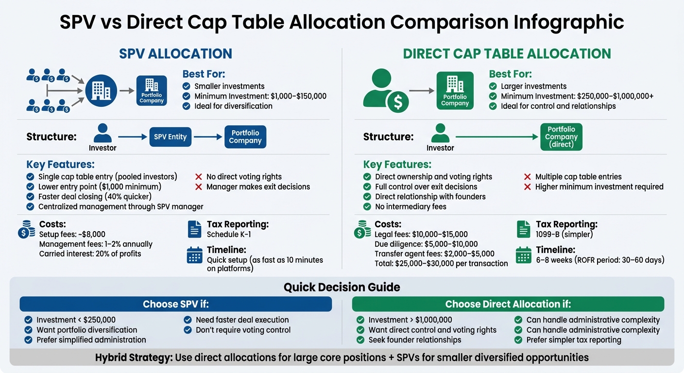 SPV vs Direct Cap Table Allocation: Investment Structure Comparison