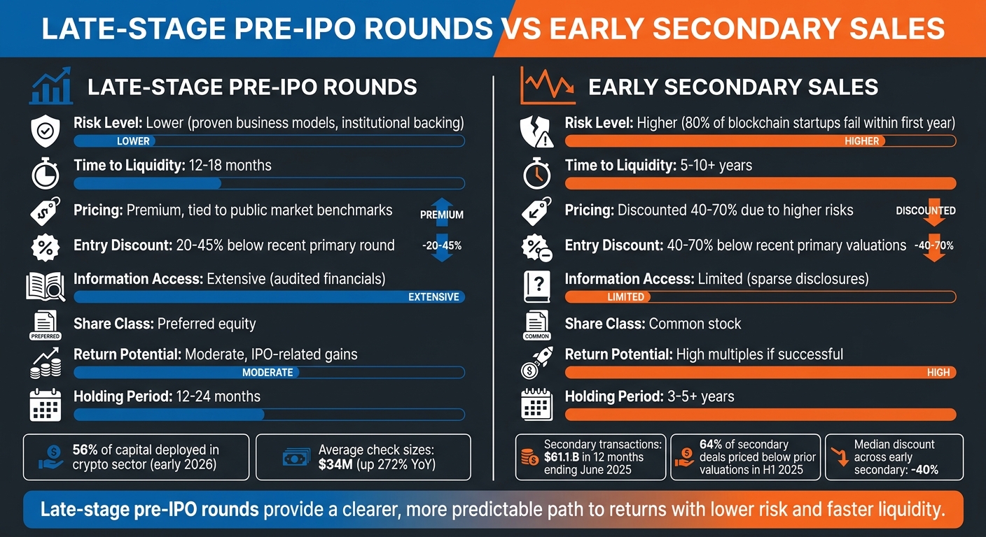Late-Stage Pre-IPO vs Early Secondary Sales Investment Comparison
