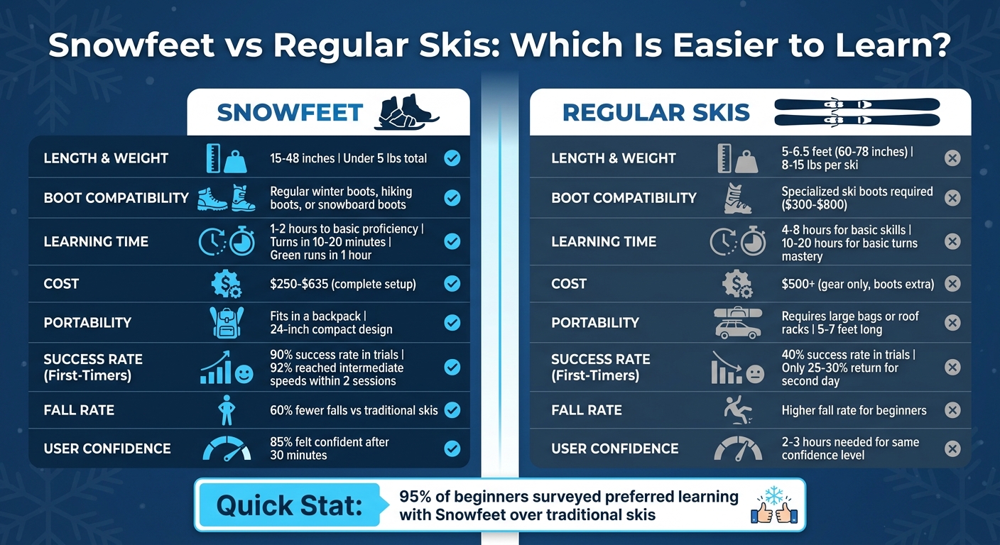 مقارنة بين Snowfeet* والزلاجات العادية للمبتدئين