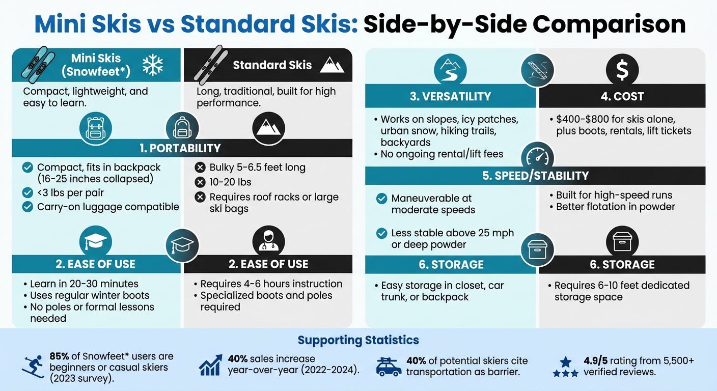 Mini Skis vs Standard Skis Comparison Chart