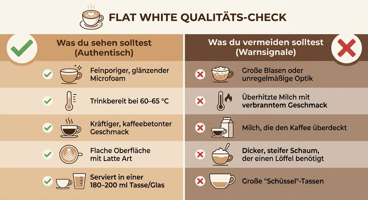 Flat White Qualitätsmerkmale: Authentisch vs. Warnsignale